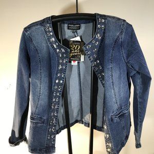 Frank Lyman sequin denim jean jacket size Large